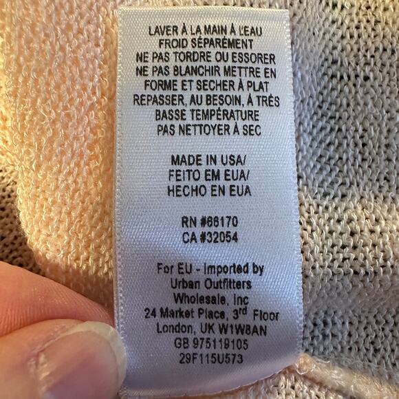 Free People We the Free Pink and Cream Gauzy Lightweight Sweater Size M - Picture 6 of 8